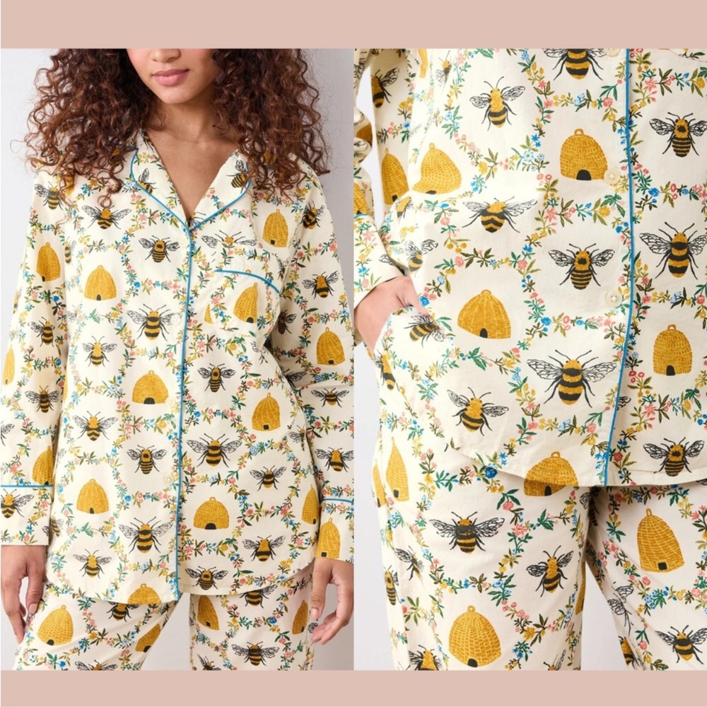 PRINTFRESH [ Large ] 100% Organic Cotton Long PJ Set bee print